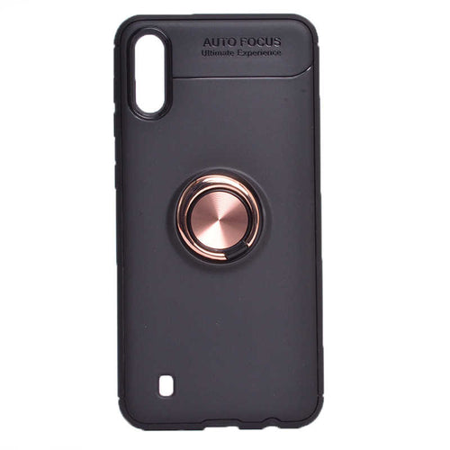 Galaxy A01 Kılıf Zore Ravel Silikon Kılıf - Siyah-Rose Gold