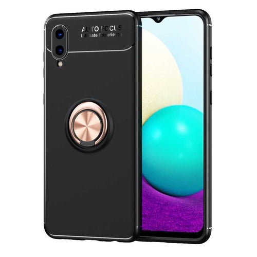 Galaxy A02 Kılıf Zore Ravel Silikon Kılıf - Siyah-Rose Gold