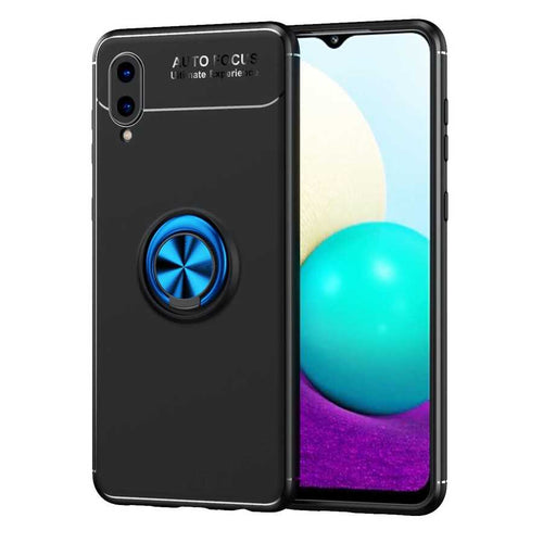 Galaxy A02 Kılıf Zore Ravel Silikon Kılıf - Siyah-Mavi