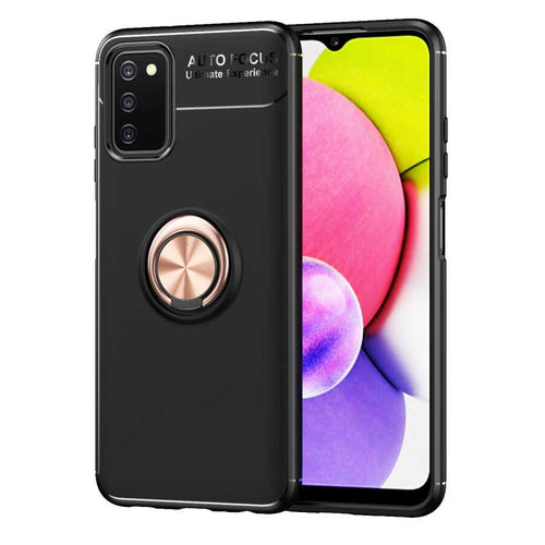 Galaxy A03s Kılıf Zore Ravel Silikon Kılıf - Siyah-Rose Gold
