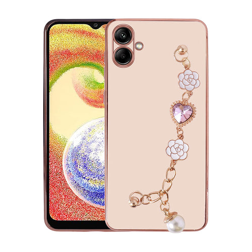 Galaxy A04 Kılıf El Tutamaçlı Kamera Korumalı Zore Taka Silikon Kılıf - Pembe