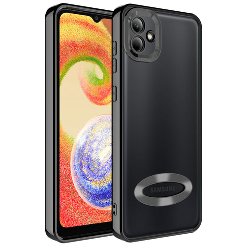 Galaxy A04 Kılıf Kamera Korumalı Logo Gösteren Zore Omega Kılıf - Siyah