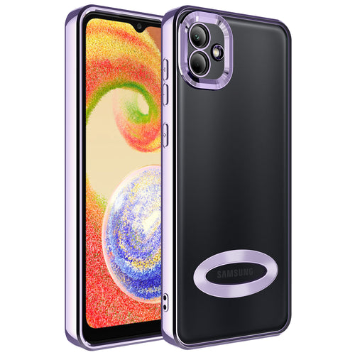 Galaxy A04 Kılıf Kamera Korumalı Logo Gösteren Zore Omega Kılıf - Lila