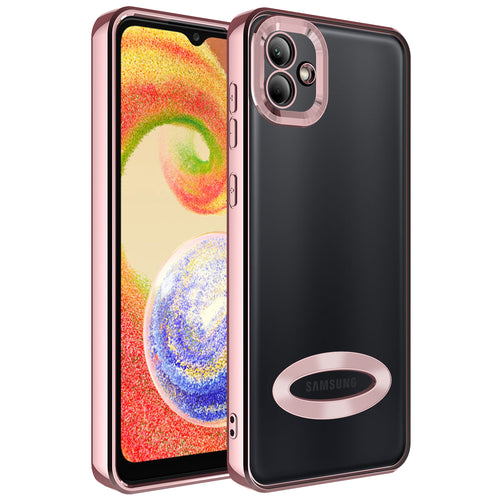 Galaxy A04 Kılıf Kamera Korumalı Logo Gösteren Zore Omega Kılıf - Rose Gold
