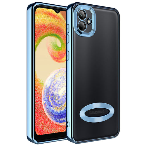 Galaxy A04 Kılıf Kamera Korumalı Logo Gösteren Zore Omega Kılıf - Sierra Mavi