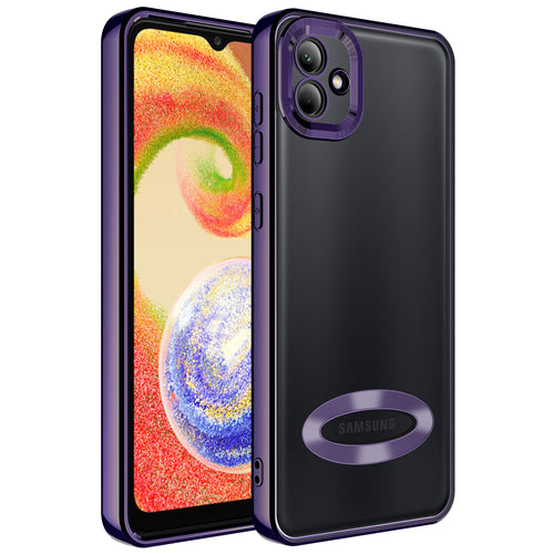 Galaxy A04 Kılıf Kamera Korumalı Logo Gösteren Zore Omega Kılıf - Derin Mor