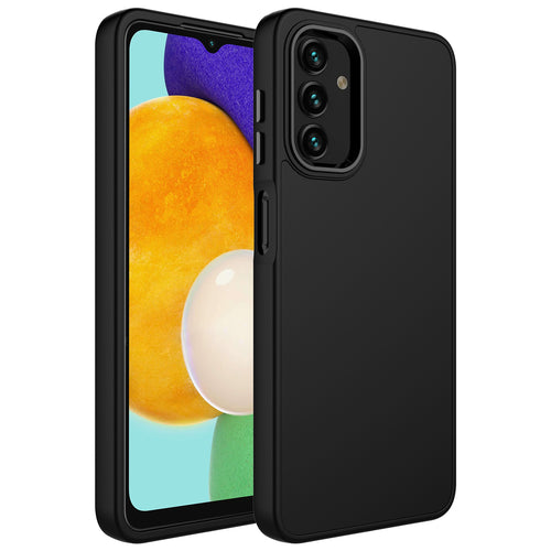 Galaxy A04 Kılıf Metal Çerçeve ve Buton Tasarımlı Silikon Zore Luna Kılıf - Siyah