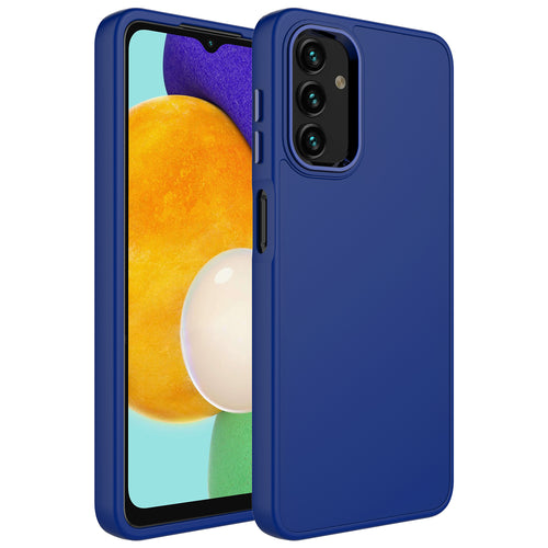 Galaxy A04 Kılıf Metal Çerçeve ve Buton Tasarımlı Silikon Zore Luna Kılıf - Lacivert