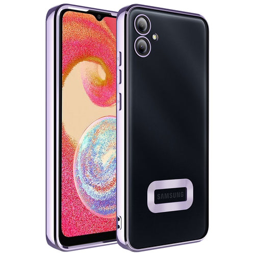 Galaxy A04E Kılıf Kamera Korumalı Logo Gösteren Zore Omega Kılıf - Lila