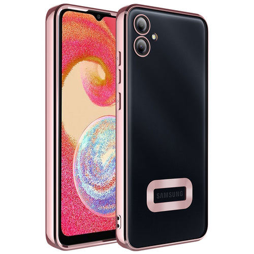 Galaxy A04E Kılıf Kamera Korumalı Logo Gösteren Zore Omega Kılıf - Rose Gold