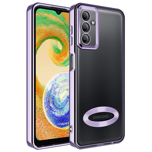 Galaxy A04S Kılıf Kamera Korumalı Logo Gösteren Zore Omega Kılıf - Lila