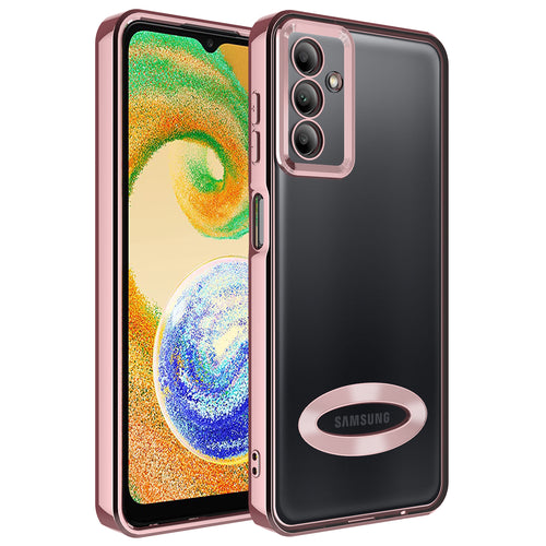 Galaxy A04S Kılıf Kamera Korumalı Logo Gösteren Zore Omega Kılıf - Rose Gold