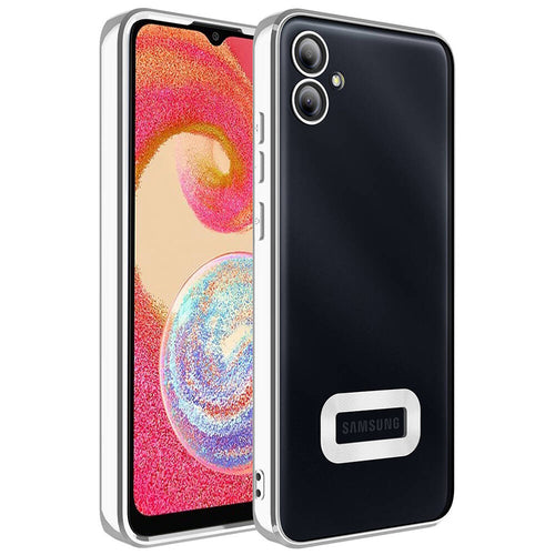 Galaxy A05 Kılıf Kamera Korumalı Logo Gösteren Zore Omega Kılıf - Gümüş