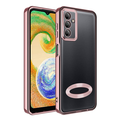 Galaxy A05S Kılıf Kamera Korumalı Logo Gösteren Zore Omega Kılıf - Rose Gold