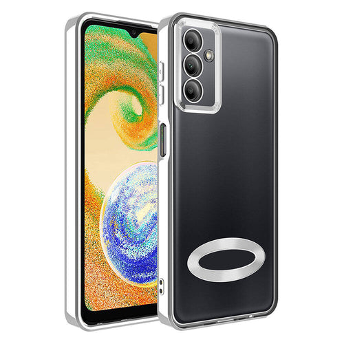 Galaxy A05S Kılıf Kamera Korumalı Logo Gösteren Zore Omega Kılıf - Gümüş