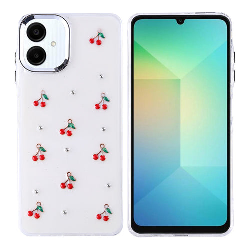 Galaxy A06 Kılıf Airbag Tasarımlı Simli Şeffaf Zore Kutup Kılıf - Kiraz
