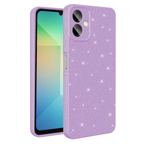 Galaxy A06 Kılıf Kamera Korumalı Simli Lüks Zore Koton Kılıf - Lila