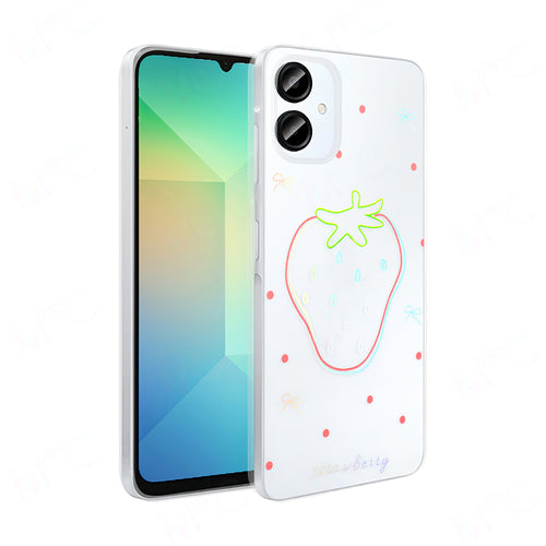 Galaxy A06 Kılıf Şeffaf Figürlü Zore Folk Sert Kılıf - Çilek