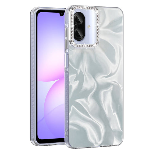 Galaxy A07 Kılıf Airbagli Parlak Taş Detay Tasarımlı Zore Esila Kılıf - Beyaz