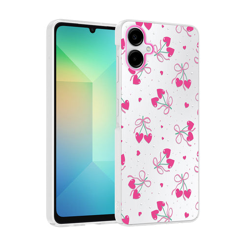 Galaxy A07 Kılıf Kamera Korumalı Desenli Zore Klip Kılıf - Kalpli Kiraz