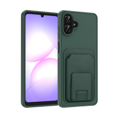 Galaxy A07 Kılıf Kartlıklı TPU Zore Bikart Kılıf - Koyu Yeşil