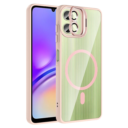 Galaxy A07 Kılıf Standlı ve Kamera Lens Hediyeli Zore Etro Kılıf - Pembe