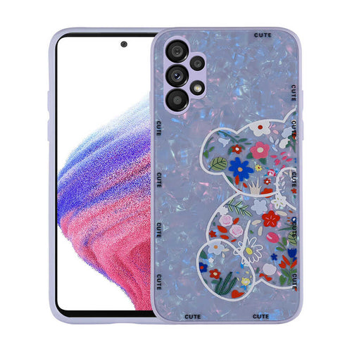 Galaxy A13 4G Kılıf Desenli Sert Silikon Zore Mumila Kılıf - Lilac Bear