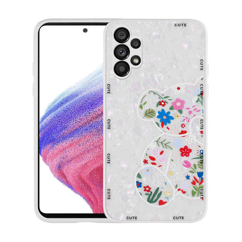 Galaxy A13 4G Kılıf Desenli Sert Silikon Zore Mumila Kılıf - White Bear
