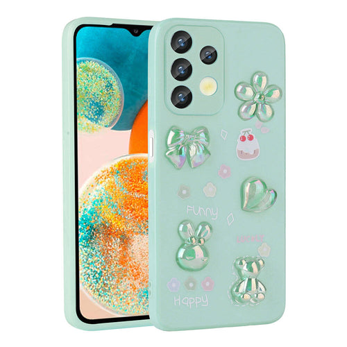 Galaxy A13 4G Kılıf Kabartma Figürlü Parlak Zore Toys Silikon Kılıf - Açık Yeşil