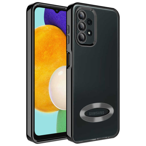 Galaxy A13 4G Kılıf Kamera Korumalı Logo Gösteren Zore Omega Kılıf - Siyah