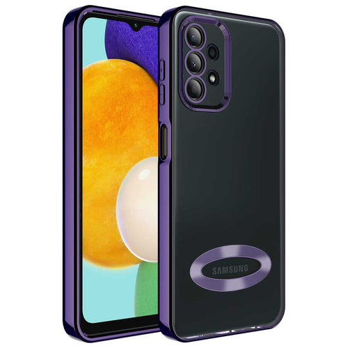 Galaxy A13 4G Kılıf Kamera Korumalı Logo Gösteren Zore Omega Kılıf - Derin Mor