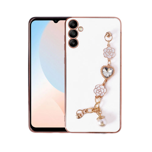 Galaxy A14 Kılıf El Tutamaçlı Kamera Korumalı Zore Taka Silikon Kılıf - Beyaz
