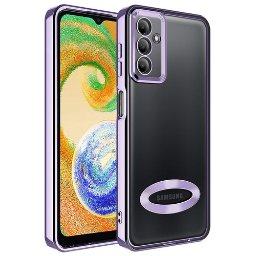 Galaxy A14 Kılıf Kamera Korumalı Logo Gösteren Zore Omega Kılıf - Lila