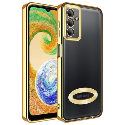Galaxy A14 Kılıf Kamera Korumalı Logo Gösteren Zore Omega Kılıf - Gold