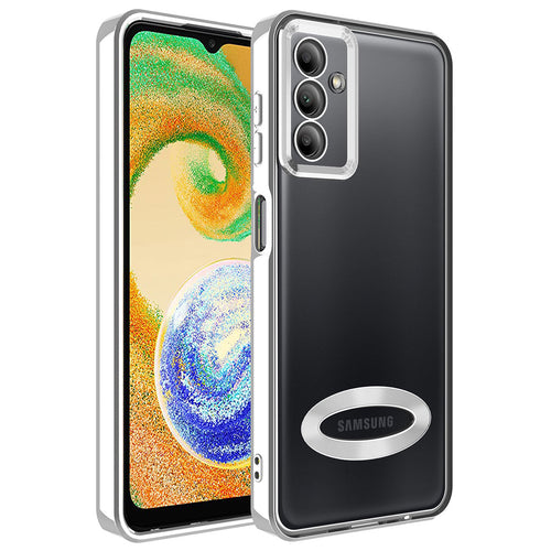 Galaxy A14 Kılıf Kamera Korumalı Logo Gösteren Zore Omega Kılıf - Gümüş