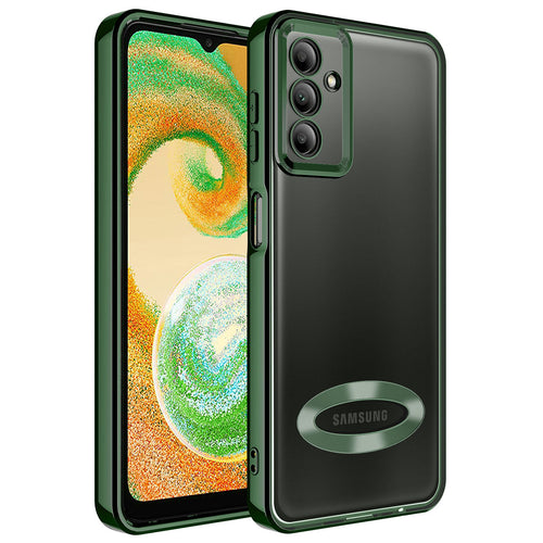 Galaxy A14 Kılıf Kamera Korumalı Logo Gösteren Zore Omega Kılıf - Koyu Yeşil