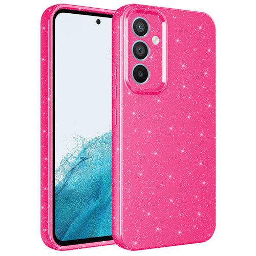 Galaxy A14 Kılıf Kamera Korumalı Simli Lüks Zore Koton Kılıf - Pembe Koyu