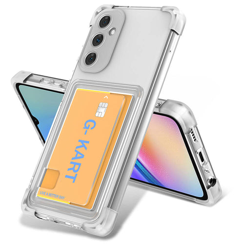 Galaxy A15 Kılıf Airbag Tasarımlı Şeffaf Kartlıklı Zore G-Kart Kılıf - Renksiz