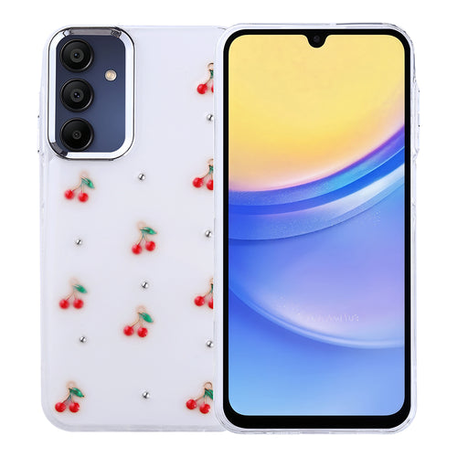 Galaxy A15 Kılıf Airbag Tasarımlı Simli Şeffaf Zore Kutup Kılıf - Kiraz
