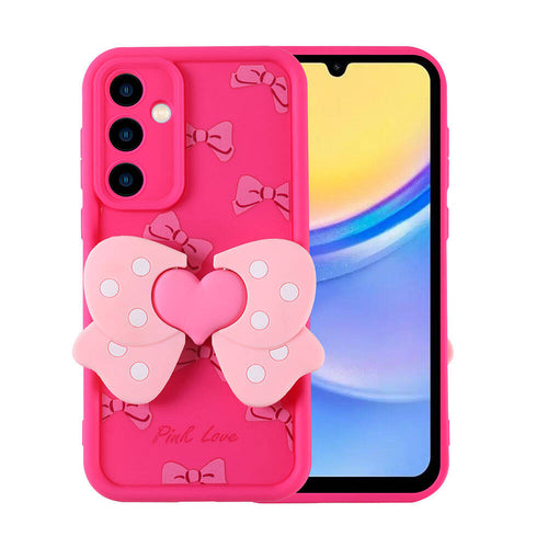 Galaxy A15 Kılıf Kamera Korumalı Figür Tasarımlı Zore Kapya Kılıf - Pembe Koyu