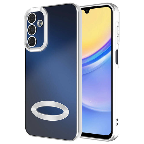 Galaxy A15 Kılıf Kamera Korumalı Logo Gösteren Zore Omega Kılıf - Gümüş