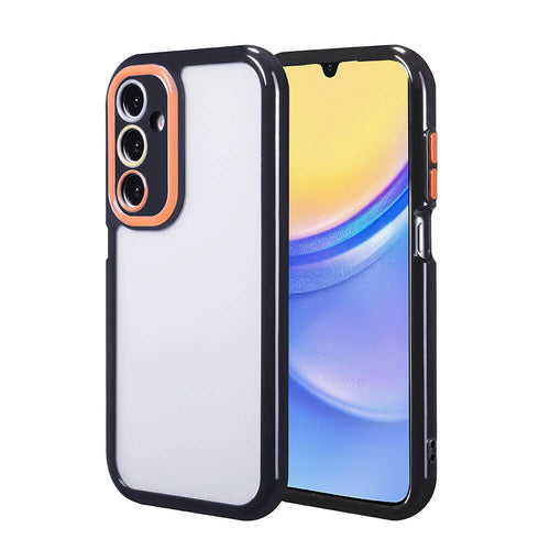 Galaxy A15 Kılıf Kamera Korumalı Renkli Kenar ve Çerçeve Tasarımlı Zore Vitamin Kılıf - Siyah