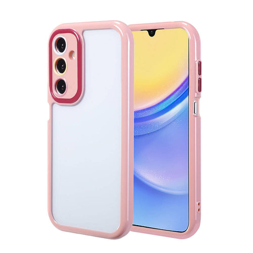 Galaxy A15 Kılıf Kamera Korumalı Renkli Kenar ve Çerçeve Tasarımlı Zore Vitamin Kılıf - Mürdüm