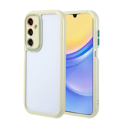 Galaxy A15 Kılıf Kamera Korumalı Renkli Kenar ve Çerçeve Tasarımlı Zore Vitamin Kılıf - Yeşil