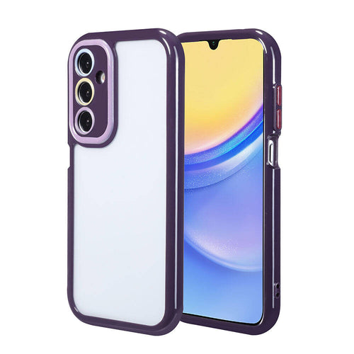 Galaxy A15 Kılıf Kamera Korumalı Renkli Kenar ve Çerçeve Tasarımlı Zore Vitamin Kılıf - Derin Mor