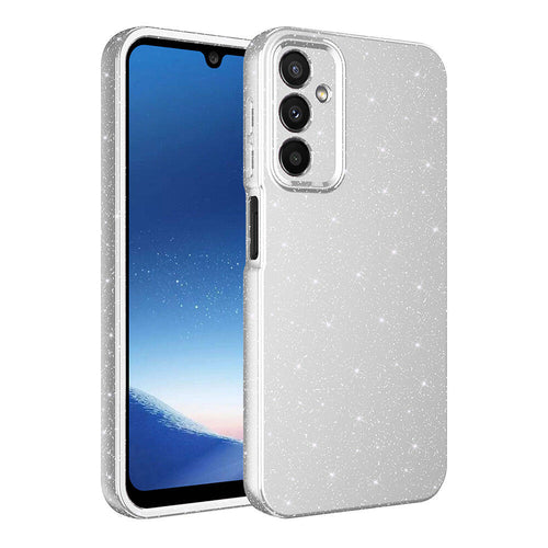 Galaxy A15 Kılıf Kamera Korumalı Simli Lüks Zore Koton Kılıf - Gümüş