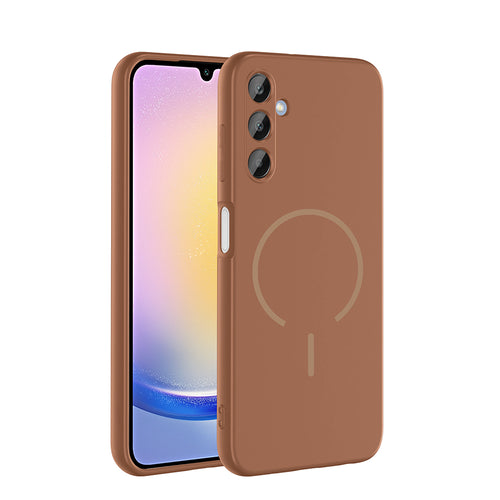 Galaxy A15 Kılıf M-safe Şarj Özellikli Zore Meta Kılıf - Kahverengi