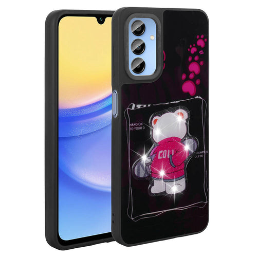 Galaxy A15 Kılıf Parlayan Kabartmalı İkonik Figürlü Zore Amas Silikon Kılıf - Siyah