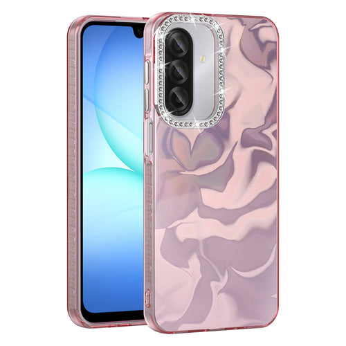 Galaxy A17 Kılıf Airbagli Parlak Taş Detay Tasarımlı Zore Esila Kılıf - Pembe