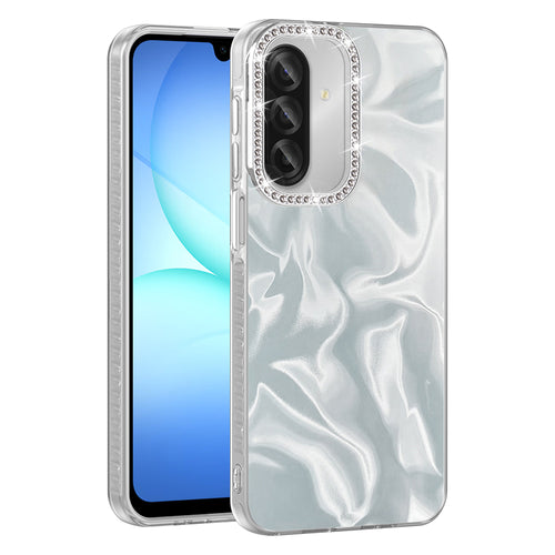 Galaxy A17 Kılıf Airbagli Parlak Taş Detay Tasarımlı Zore Esila Kılıf - Beyaz